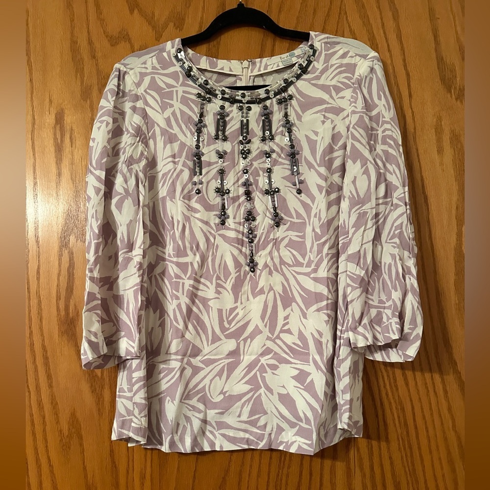 Boden Embellished Lilac Long-Sleeve Top - Size 8